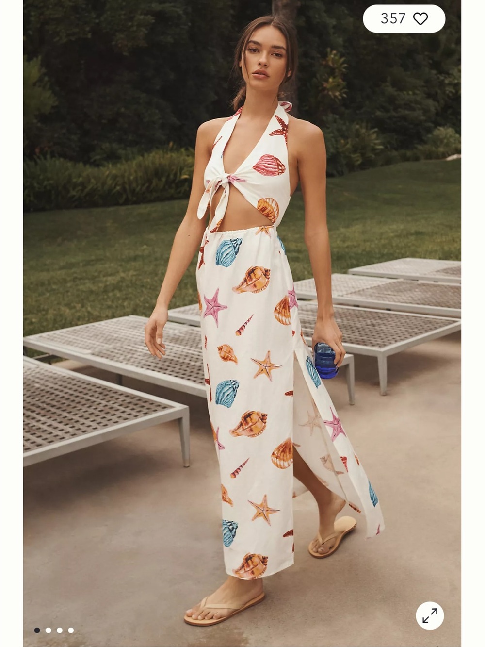 Anthropologie Halter Cutout Cover-Up Maxi Dress small seashell small